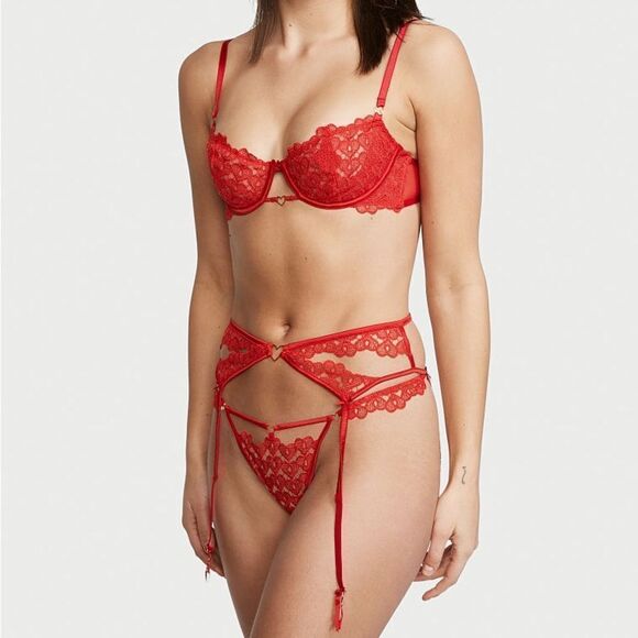 Victorias Secret Dream Angels Sweet heart Lace V string panty lipstick XLarge - Picture 6 of 8